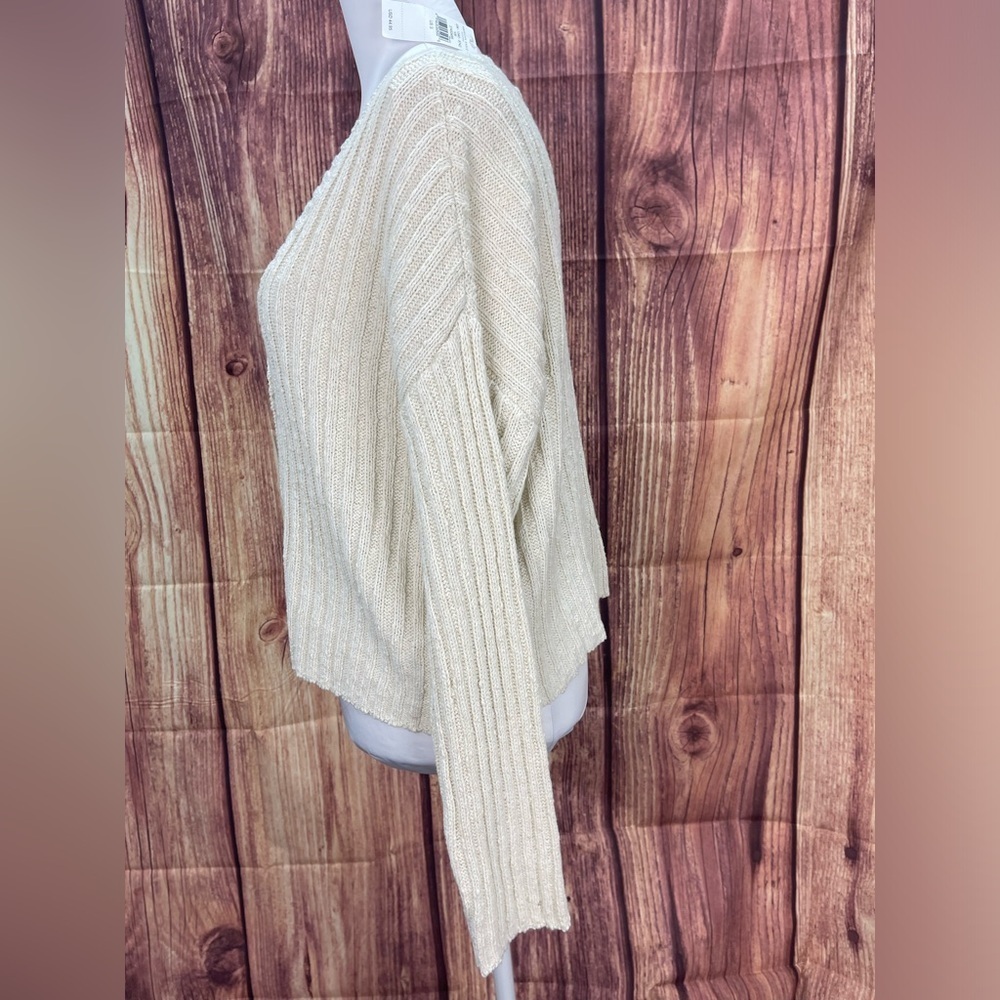 American eagle cotton blend long sleeve off white cardigan sweater womenโs S - Picture 6 of 15